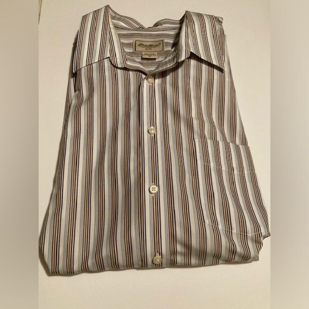 Eddie Bauer Men’s Striped Button Down Shirt Long Sleeve Size XL Retro - Picture 12 of 13